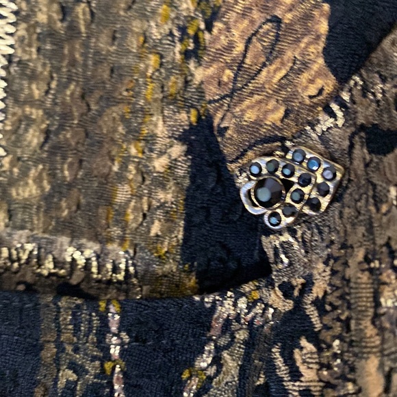 R&M Richards Elegant Black Gold And Tan Twofer Top - Picture 9 of 14